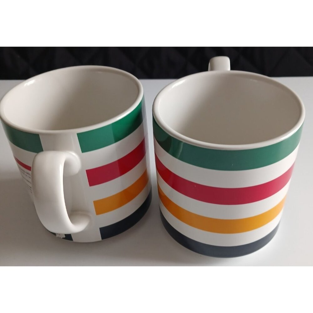 Hudson's Bay Company HBC Stripes Canada Set Of 2 Mugs NEW Coffee Tea Cups - Picture 9 of 9
